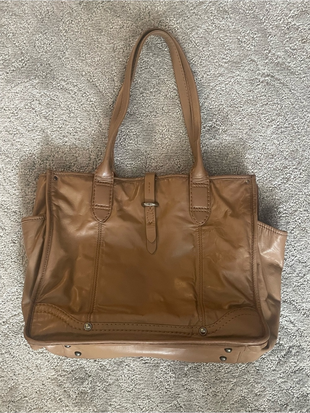 Frye Campus Classic Tan Leather Tote Handbag - Women's Shoulder Bag